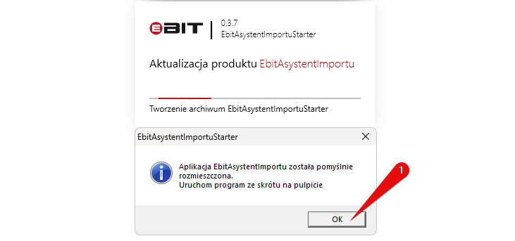 Komunikat końcowy instalatora z informacją o utworzonym skrócie programu.
