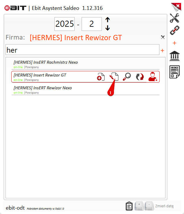 Widok importu faktur sprzedażowych wystawianych w SaldeoSMART. Krok 1.