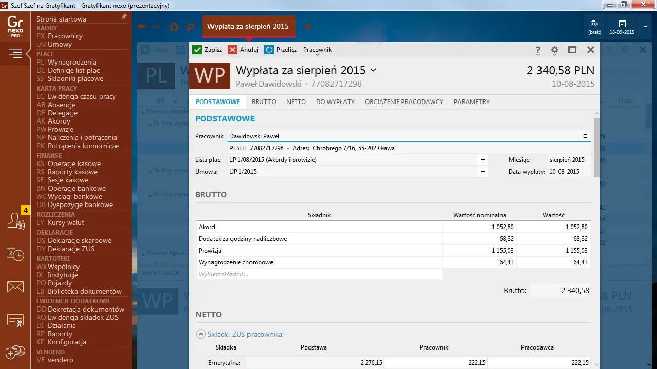 Ekran Gratyfikanta nexo z wypłatą.